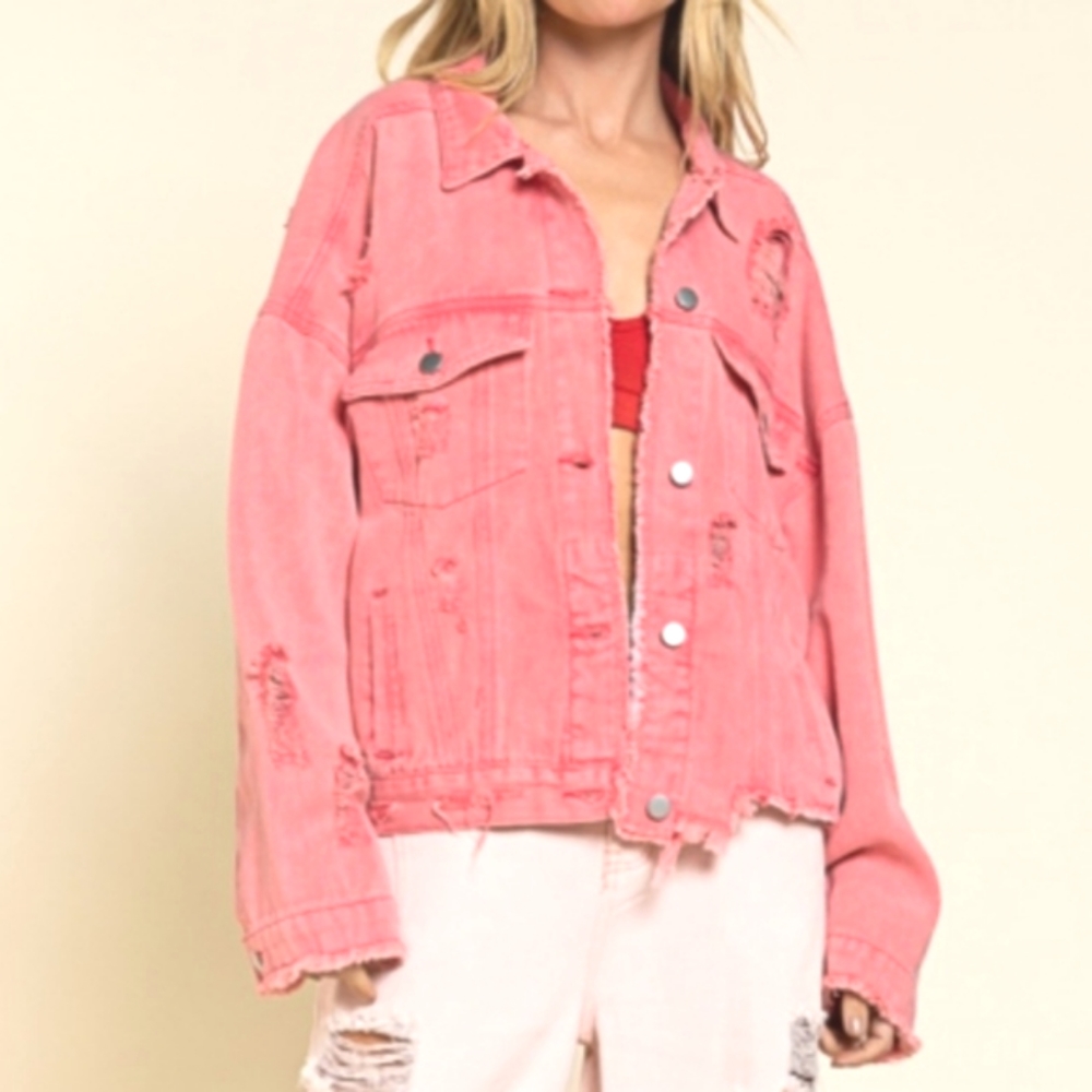 NEW POL Distressed Twill Jacket